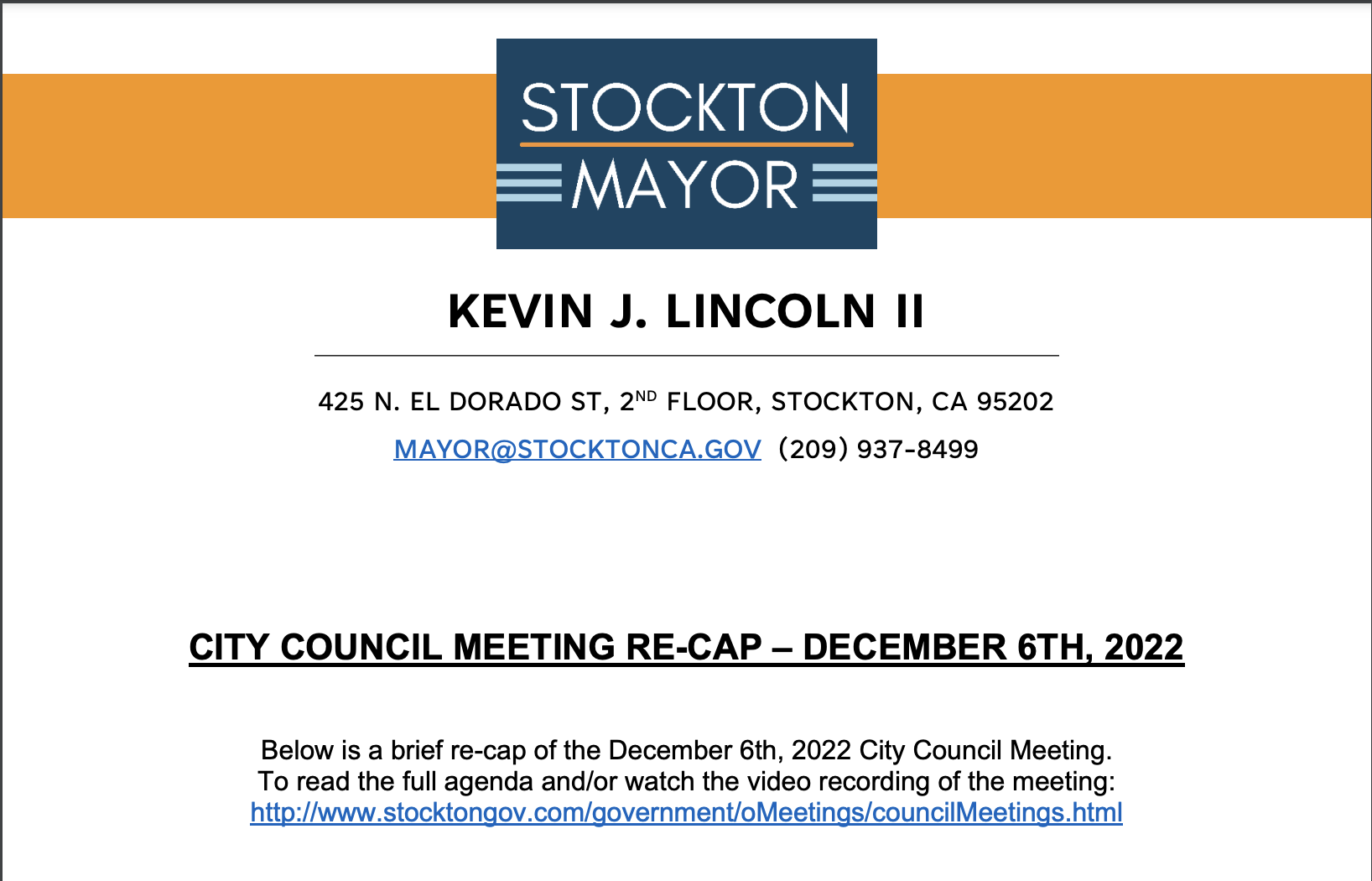City Council Meeting Re-Cap - December 6, 2022